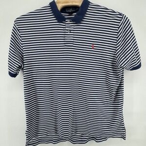 Polo Ralph Lauren Mens XXL Navy White Striped Country Club Polo Shirt Pony Logo